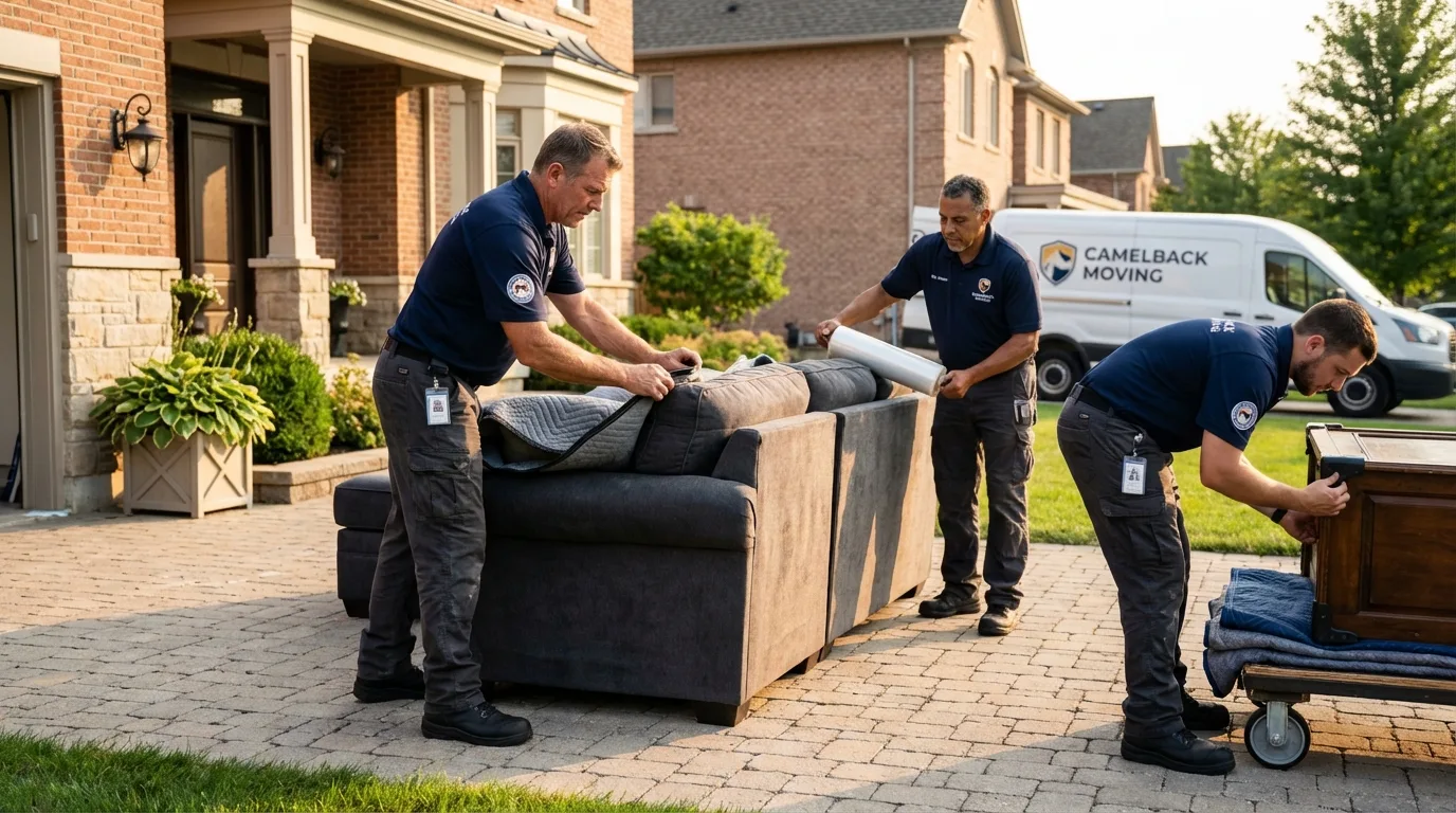 Large estate moving crew wrapping furniture in Orion, IL